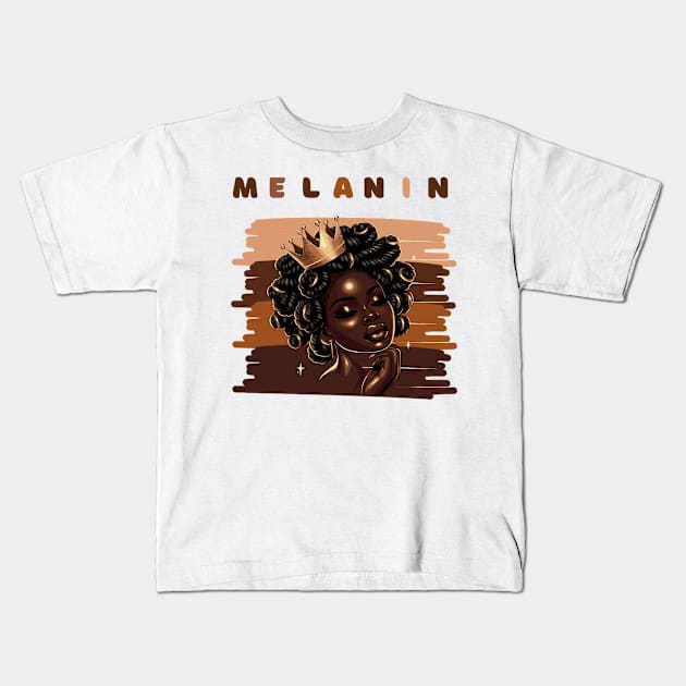 Shades Of Melanin Queen Kids T-Shirt by Graceful Designs